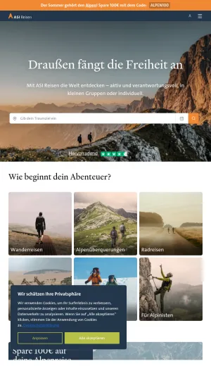 ASI Reisen Sustainable Adventure Travel and Hiking Tours screenshot