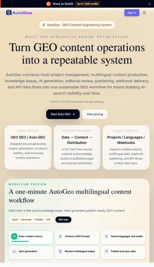 AutoGeo GEO SEO Content Engineering Platform screenshot