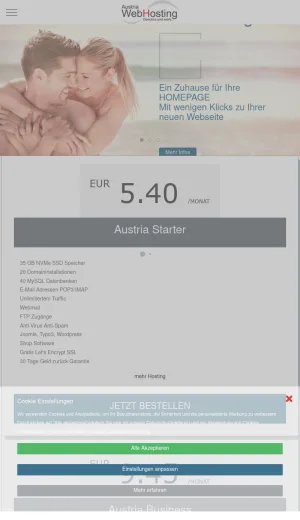 Austria WebHosting for Hosting, Domains, and WordPress screenshot