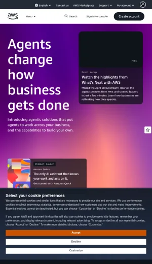 Amazon Web Services Cloud and AI Platform screenshot