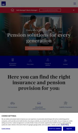 AXA Switzerland Insurance and Pension Solutions screenshot