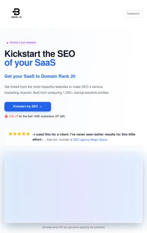 Backl SEO Backlink Builder for Startups and SaaS screenshot