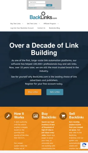 Text Link Marketplace and SEO Platform screenshot
