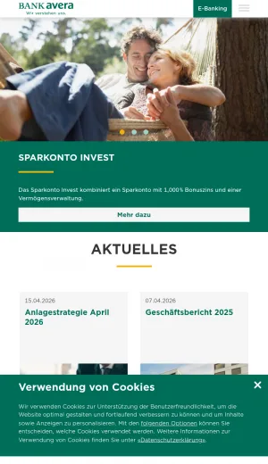 Bank Avera Swiss Personal and Business Banking screenshot