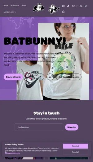 Batbunny Creator Shop for Demon Bunny Art and Merch screenshot