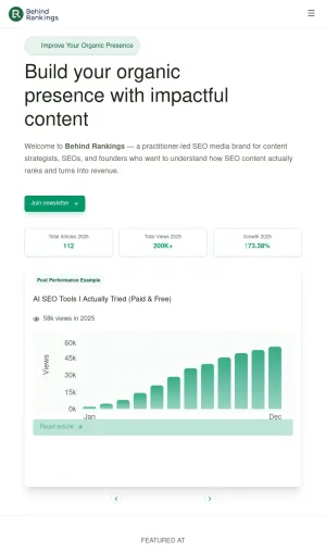 Behind Rankings SEO and AI Search Marketing screenshot