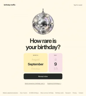 Birthday Traffic – Birthday Rarity and Birth Statistics screenshot