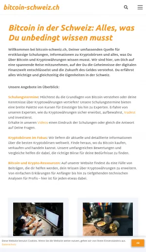Bitcoin and Cryptocurrency Education in Switzerland screenshot