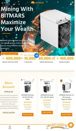 Bitmars Cryptocurrency Mining Hardware and Solutions screenshot