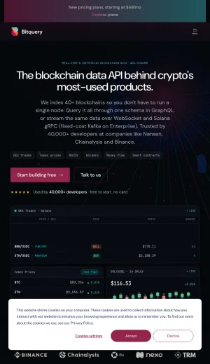 Bitquery Blockchain Data APIs and Crypto Streams screenshot
