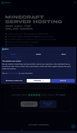 BisectHosting Minecraft and Game Server Hosting screenshot