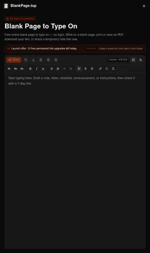 Blank Page to Type On screenshot
