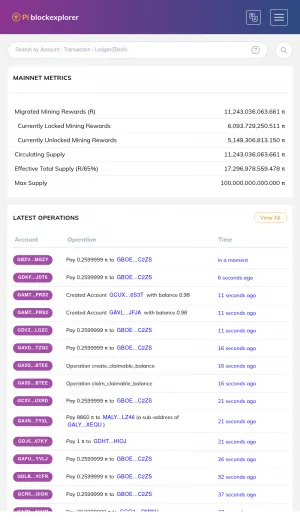 Pi Blockchain Explorer screenshot