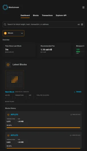 Blockstream Bitcoin Block Explorer screenshot