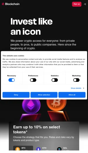 Blockchain.com Cryptocurrency Exchange and Wallet Platform screenshot