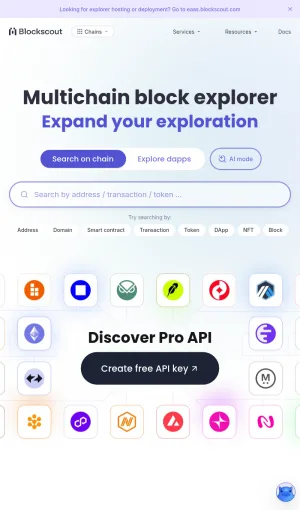 Blockscout Multichain Blockchain Explorer and Search Platform screenshot