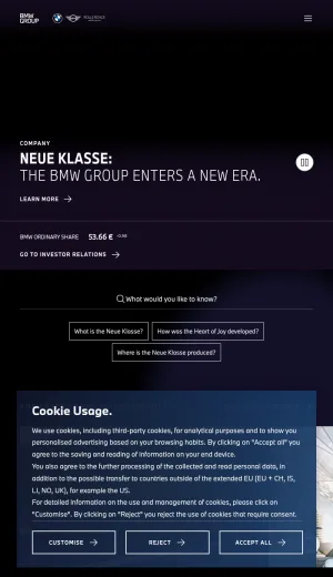 BMW Group Corporate Site for Premium Cars, Motorcycles, and Mobility screenshot