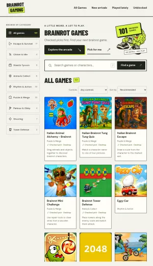 Brainrot Meme Browser Games Catalog screenshot