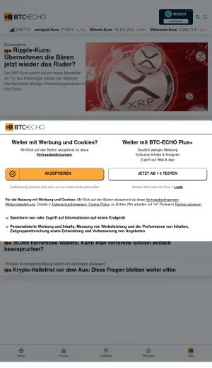 BTC-ECHO Crypto News and Market Analysis screenshot