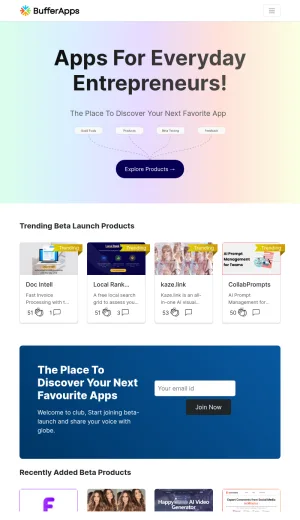 BufferApps SaaS Launchpad and Product Discovery Community screenshot