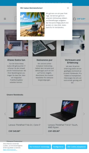 Swiss Shop for Used and Refurbished Computers and Electronics screenshot