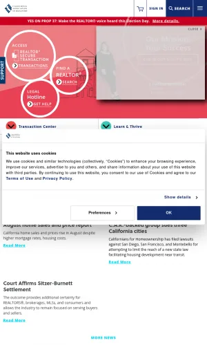 California Realtors Trade Association Services and Resources screenshot
