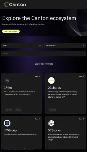 Canton Network Ecosystem Directory screenshot