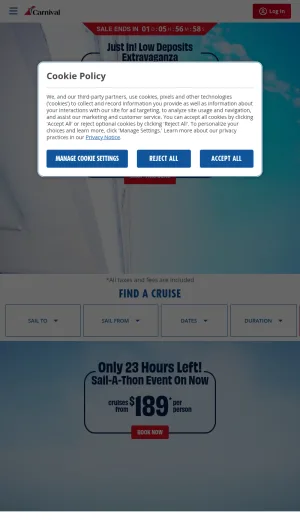 Carnival Cruise Line Cruise Deals and Vacation Booking screenshot