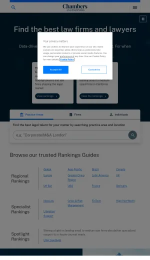 Chambers and Partners Legal Rankings and Research screenshot