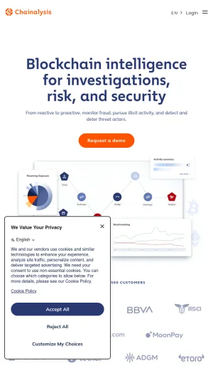 Chainalysis Blockchain Analytics and Crypto Risk Intelligence screenshot