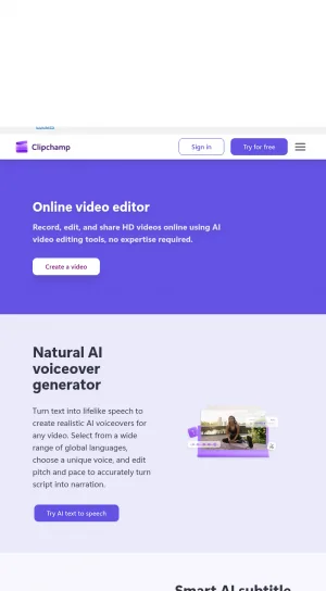 Microsoft Clipchamp Online Video Editor screenshot