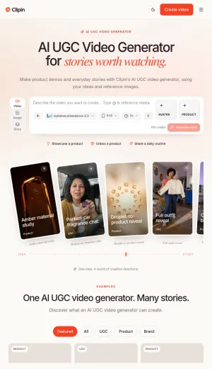 Clipin AI UGC Video Generator for Product Demos and Stories screenshot