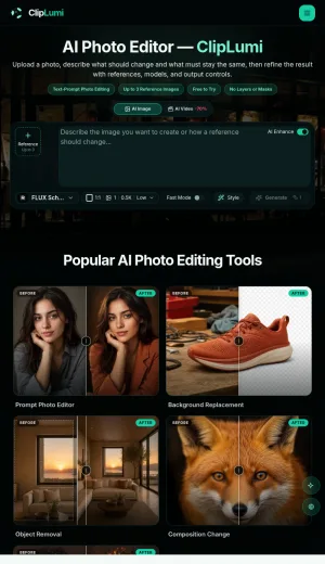 ClipLumi AI Photo Editor screenshot
