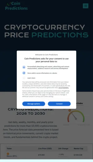 Cryptocurrency Price Forecasts screenshot