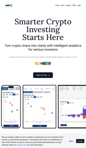 CoinIQ Crypto Portfolio Analytics and AI Insights screenshot