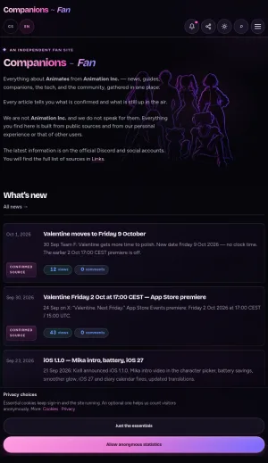 Companions Fan: Animates AI Companion News and Guides screenshot