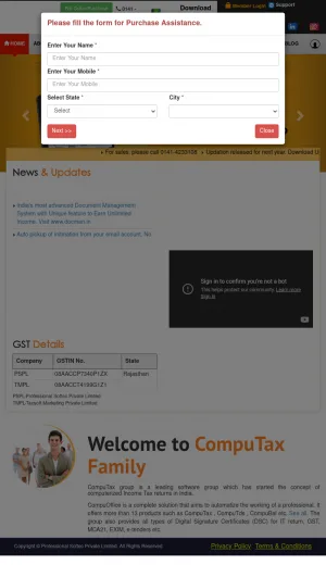 CompuTax Tax Compliance Software for Indian Businesses screenshot
