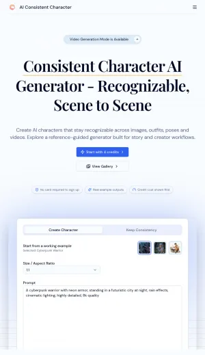 Consistent Character AI ORG screenshot