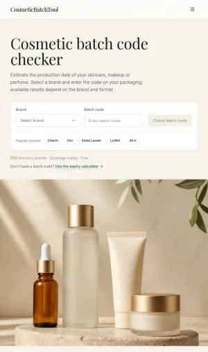 Cosmetic Batch Code Checker and Production Date Tool screenshot