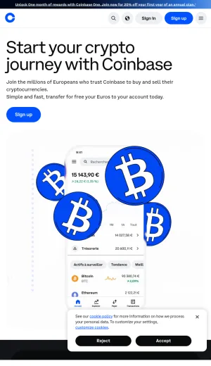 Coinbase Cryptocurrency Exchange and Crypto Services screenshot