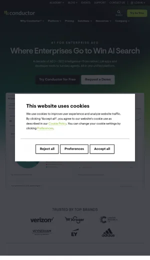 Conductor Enterprise AI Search and SEO Intelligence Platform screenshot