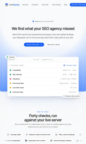 CraftDigitally SEO Audits and Technical SEO Services screenshot