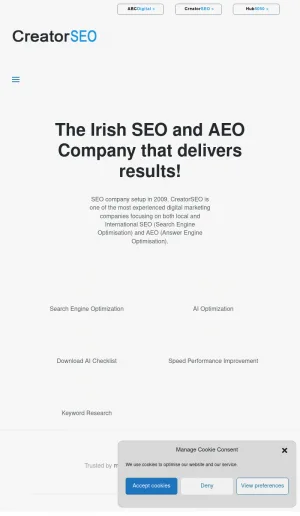 CreatorSEO - Irish SEO and AEO Company screenshot