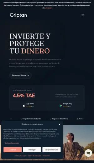 Criptan Crypto Investment and Yield Platform screenshot
