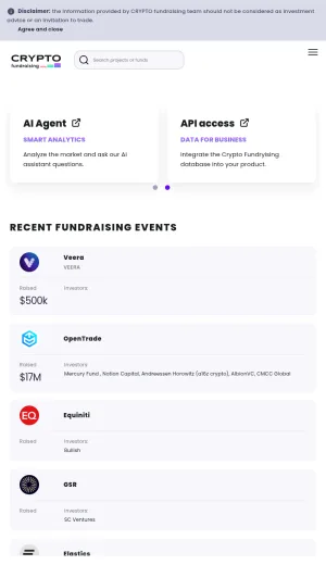 Crypto Fundraising Database and Market Analytics screenshot