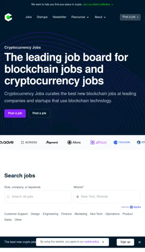 Blockchain and Cryptocurrency Job Board screenshot