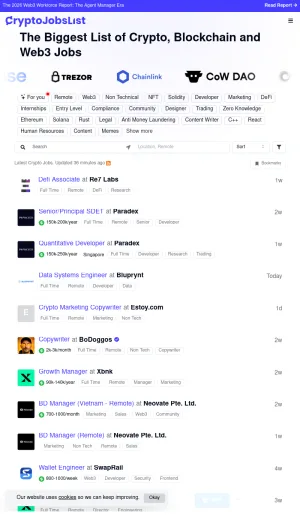 Crypto, Blockchain, and Web3 Jobs Board screenshot