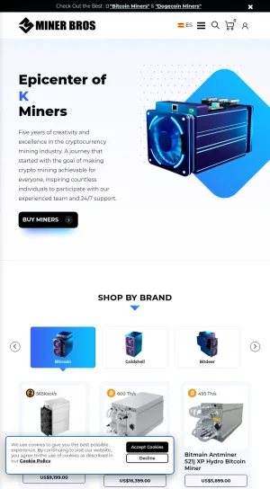 CryptoMinerBros Cryptocurrency Mining Hardware Store screenshot