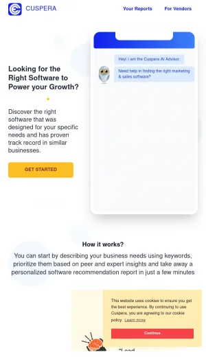 Cuspera Software Recommendations for Marketing and Sales screenshot