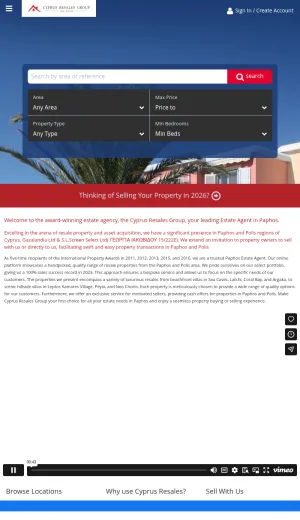 Cyprus Resales Group: Resale Property Sales in Paphos and Polis screenshot